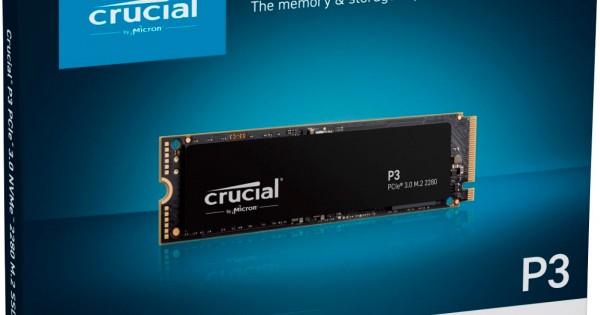 Crucial P3 500GB PCIe 3.0 3D NAND NVMe M.2 SSD, up to 3500MB/s